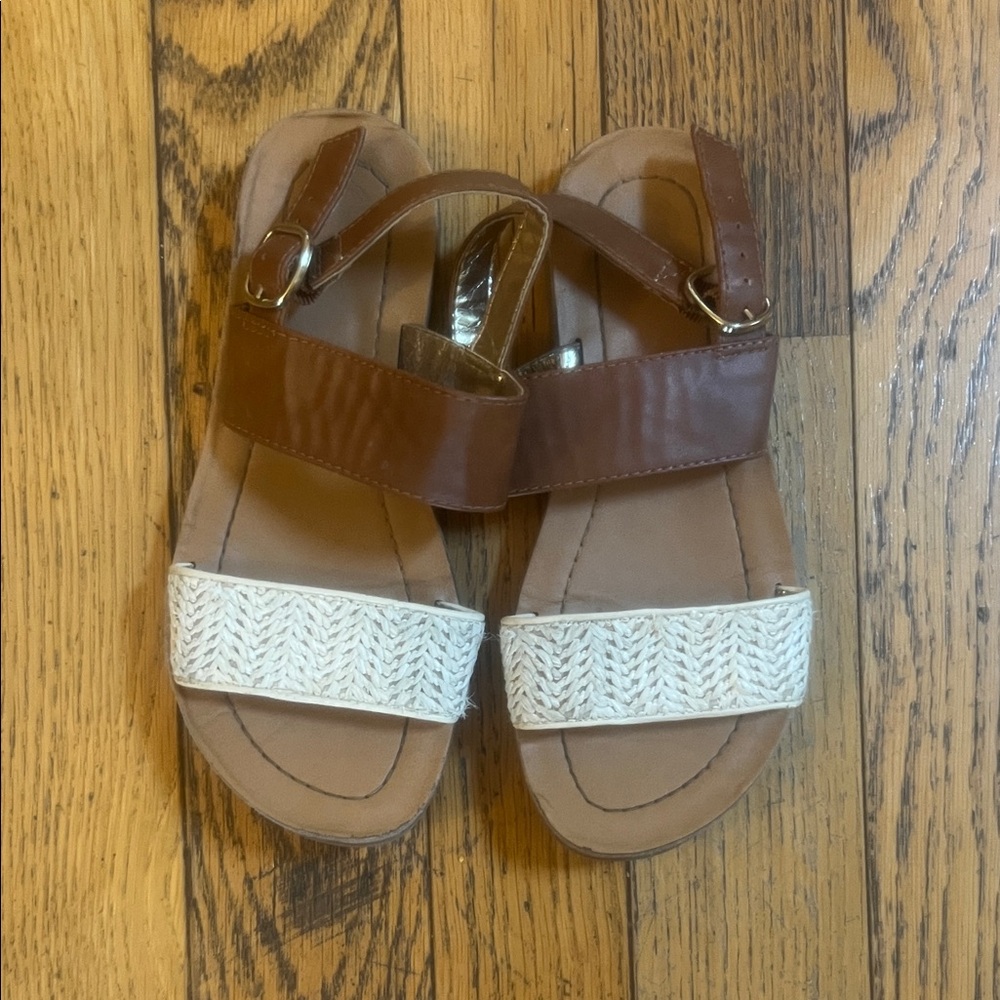Wonder Nation Brown and Cream Kids Sandals